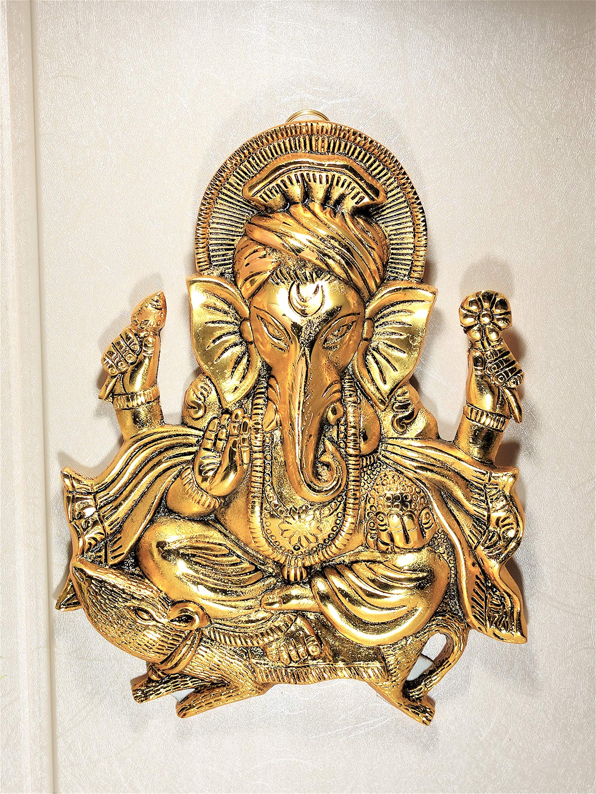 Dreamkraft Metal Ganesha Ji Statue, Ganpati Wall Hanging Sculpture Lord Ganesh Idol Lucky Feng Shui Wall Decor Your Home, Office